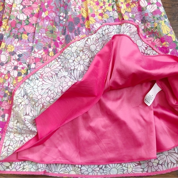 Kate Spade • Floral Dots Burnout Dress sleeveless fit & flare pink yellow blue - Picture 9 of 15